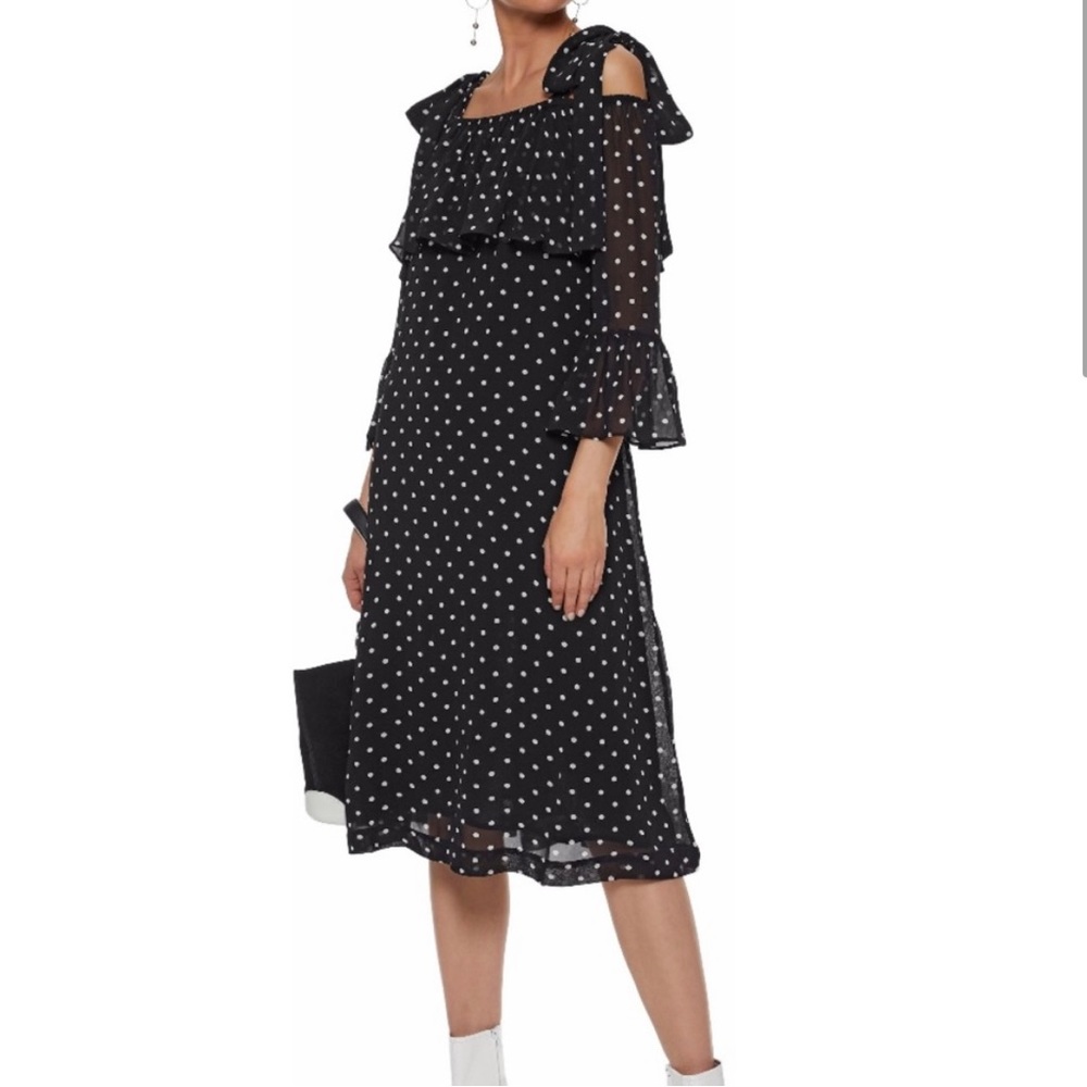 GANNI black with white polka dots dress
